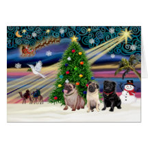 Xmas Magic-3Pugs-2fawn-1blk Card