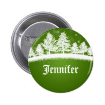 Xmas Party Name Tags Green Pinback Buttons