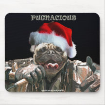 Xmas Pug Dog Rapper Music & Pet-lover Mousemat