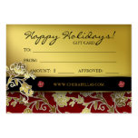 Xmas Salon Gift Card Spa Floral Red Gold Business Card
