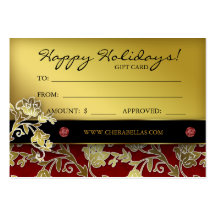 Xmas Salon Gift Card Spa Floral Red Gold Business Card