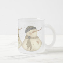Xmas Snowmans Heart Mug