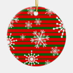 Xmas Stripe & Snowflake Christmas Tree Ornaments
