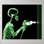 XRAY SKELETON DRILL BLACK GREEN POSTERS