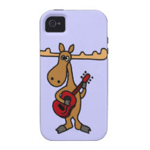 XX- Funny Moose Playing Guitar Cartoon Vibe iPhone 4 Cover