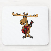 XX- Funny Moose Playing Guitar Cartoon Mousepad