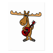 XX- Funny Moose Playing Guitar Cartoon Post Card