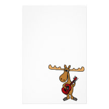 XX- Funny Moose Playing Guitar Cartoon Personalised Stationery