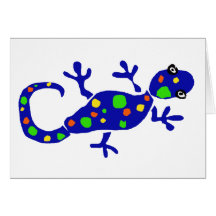 XX Gecko Primitive Art Cartoon Card