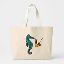 XX- Seahorse Playing Saxophone Tote Bags