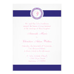 Y Monogram Dot Circle Wedding Invitations (Navy)