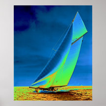 Yacht Columbia 1901 Colourized Print