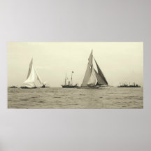 Yachts Valkyrie II and Vigilant Start America's Cu Posters