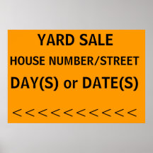 YARD SALE SIGN with left arrow Posters