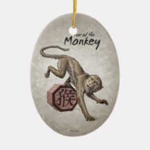 Year of the Monkey Oval Ornament