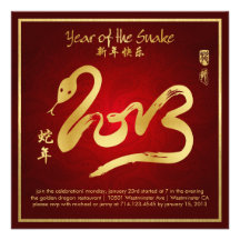 Year of the Snake - Chinese New Year 2013 Custom Invite