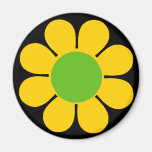 Yellow 60's Flower Power Refrigerator Magnet