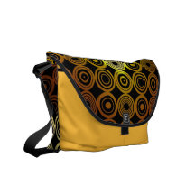 Yellow and Black Geometric Circles Messenger Bag