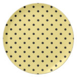 Yellow and Black Polka Dot Pattern. Dinner Plates