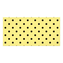 Yellow and Black Polka Dot Pattern. Picture Card