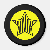 Yellow and Black Star Round Magnet
