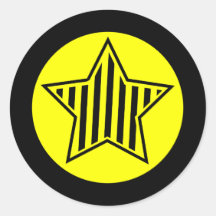 Yellow and Black Star Round Sticker