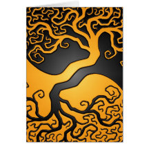 Yellow and Black Yin Yang Tree Greeting Card