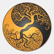 Yellow and Black Yin Yang Tree Sticker