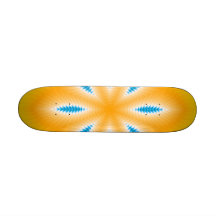 Yellow and Blue Abstract String Leaves Skateboard