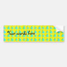 Yellow and blue christmas trees pattern bumper stickers