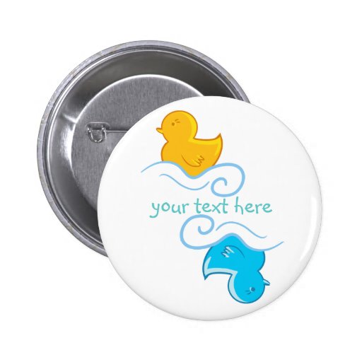 yellow and blue rubber duck pinback button