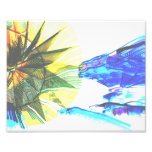 Yellow and Blue Zoomed Rides on White Abstract Art Photo