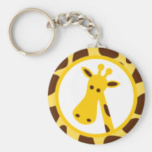 Yellow and Brown Giraffe Spots and Giraffe Head Keychains