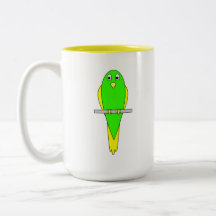 Yellow and Green Bird. Parakeet Coffee Mugs