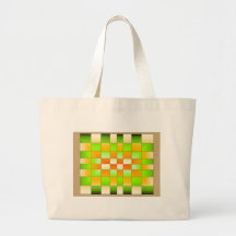 Yellow and Green Optical Illusion Chess Board Tote Bag