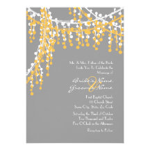 Yellow and Grey Beaded Wedding Invitation