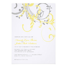 Yellow and Grey Double Floral Wedding Invitation