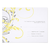 Yellow and Grey Double Floral Wedding RSVP Invite