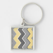 Yellow and Grey Zig Zag Pattern Key Chain