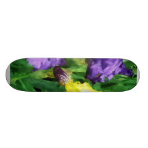 Yellow and Purple Irises Skateboard