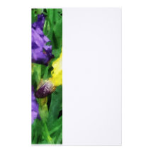 Yellow and Purple Irises Stationery Paper