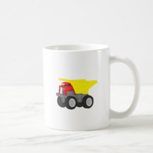 Yellow and Red Dump Truck Construction Vehicle Coffee Mug