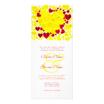 Yellow and Red Heart Roses Wedding Invitation
