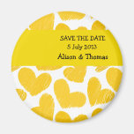 Yellow and white hearts 'Save the date' magnet