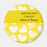 Yellow and white hearts 'Save the date' magnet
