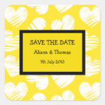 Yellow and white hearts 'Save the date' Sticker