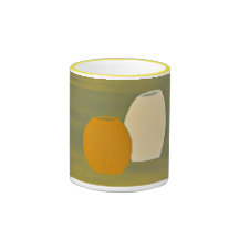 Yellow and White Jugs on Green Background Mug