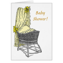 Yellow Baby Bassinet - Baby Shower! Card