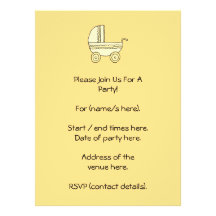Yellow Baby Pram. Invitations