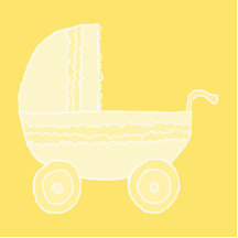 Yellow Baby Stroller. Cut Out